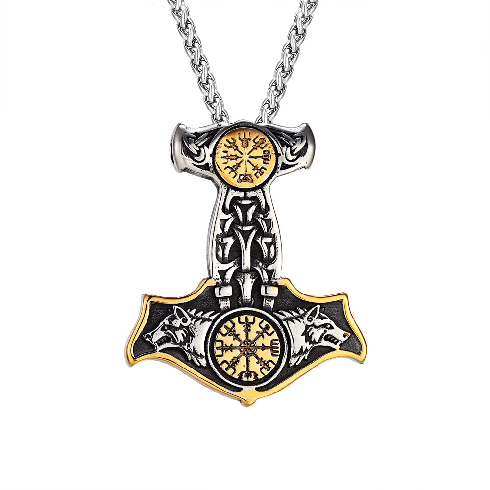 Viking Mjolnir and Fenrir Necklace