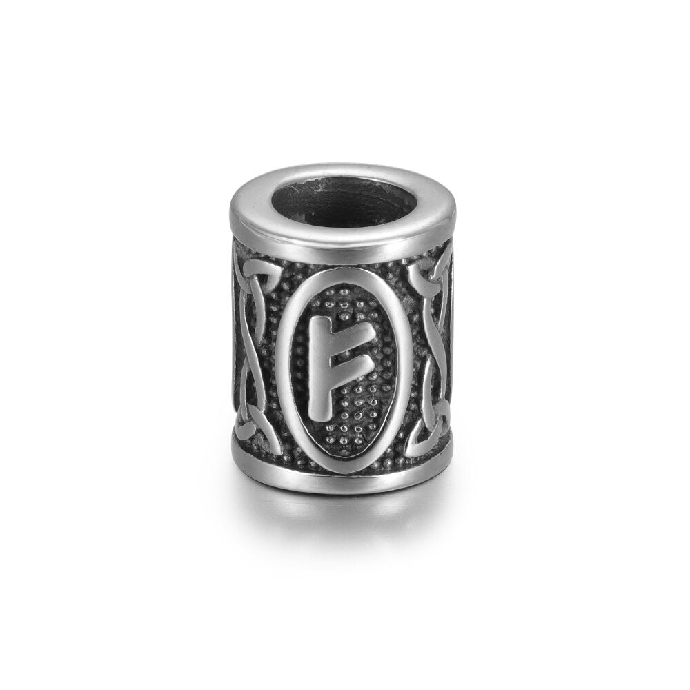 Fehu Rune Steel Bead