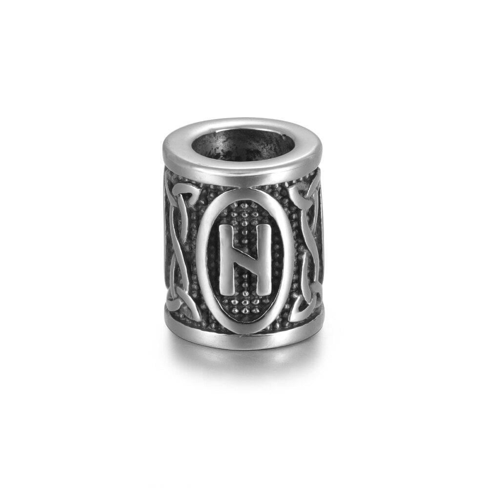 Hagalaz Rune Steel Bead