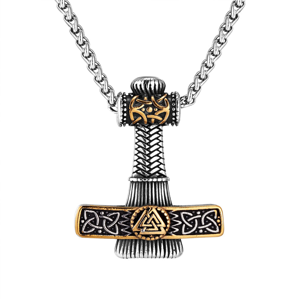 Viking Thor's Hammer And Runes Necklace