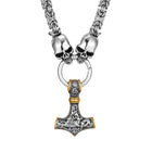 Viking Thor's Hammer And Skulls Necklace