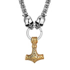 Viking Thor's Hammer And Skulls Necklace