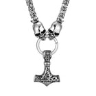 Viking Thor's Hammer And Skulls Necklace