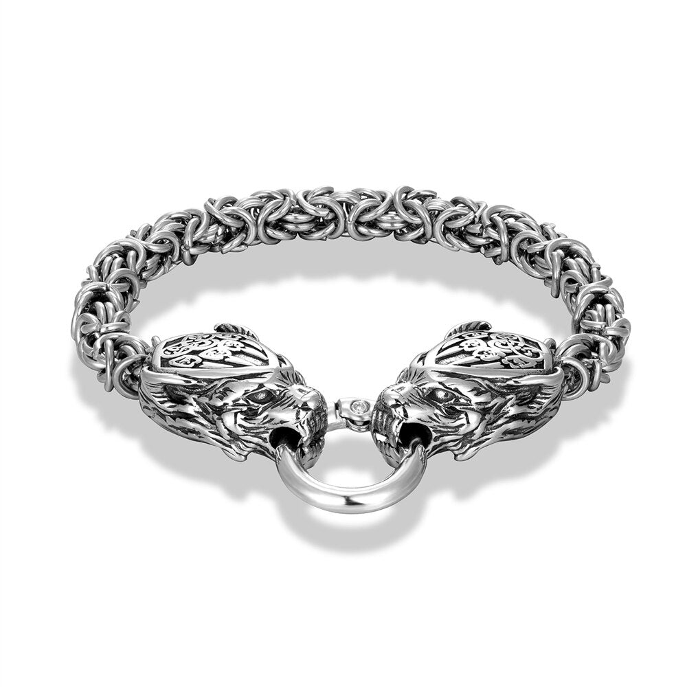 Fenrir Wolf Head Viking Bracelet