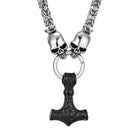 Viking Thor's Hammer And Skulls Necklace