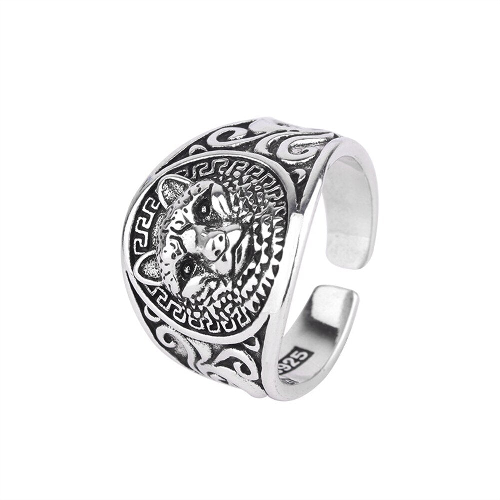 Fenrir Wolf And Engravings Viking Ring