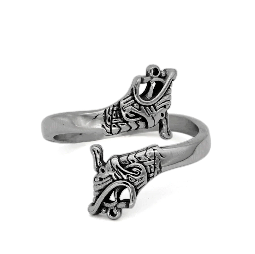 Drakkar Head Viking Ring