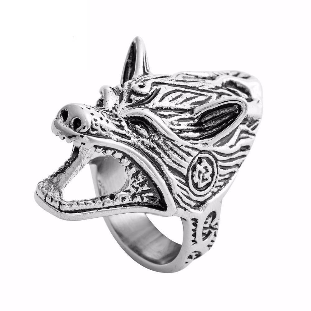 Viking ring Fenrir head & bottle opener