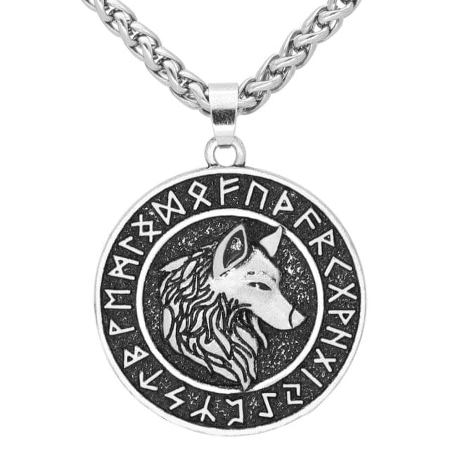 Fenrir Wolf And Runes Viking Necklace